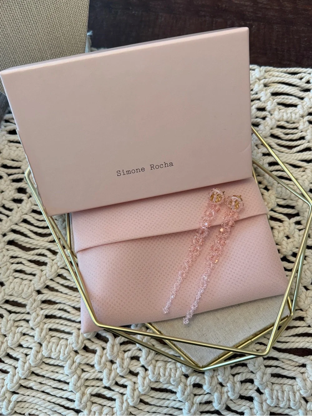 Simone Rocha Beaded Drop Earrings in Pale Pink - New with Tags in Box